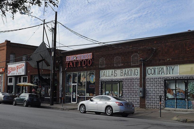 Elm Street in Deep Ellum, Dallas, bars, murals and the neighborhood's nightlife strip